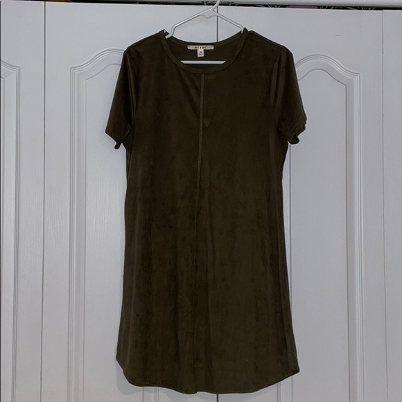 Green Suede T-shirt Dress - Picture 1 of 1